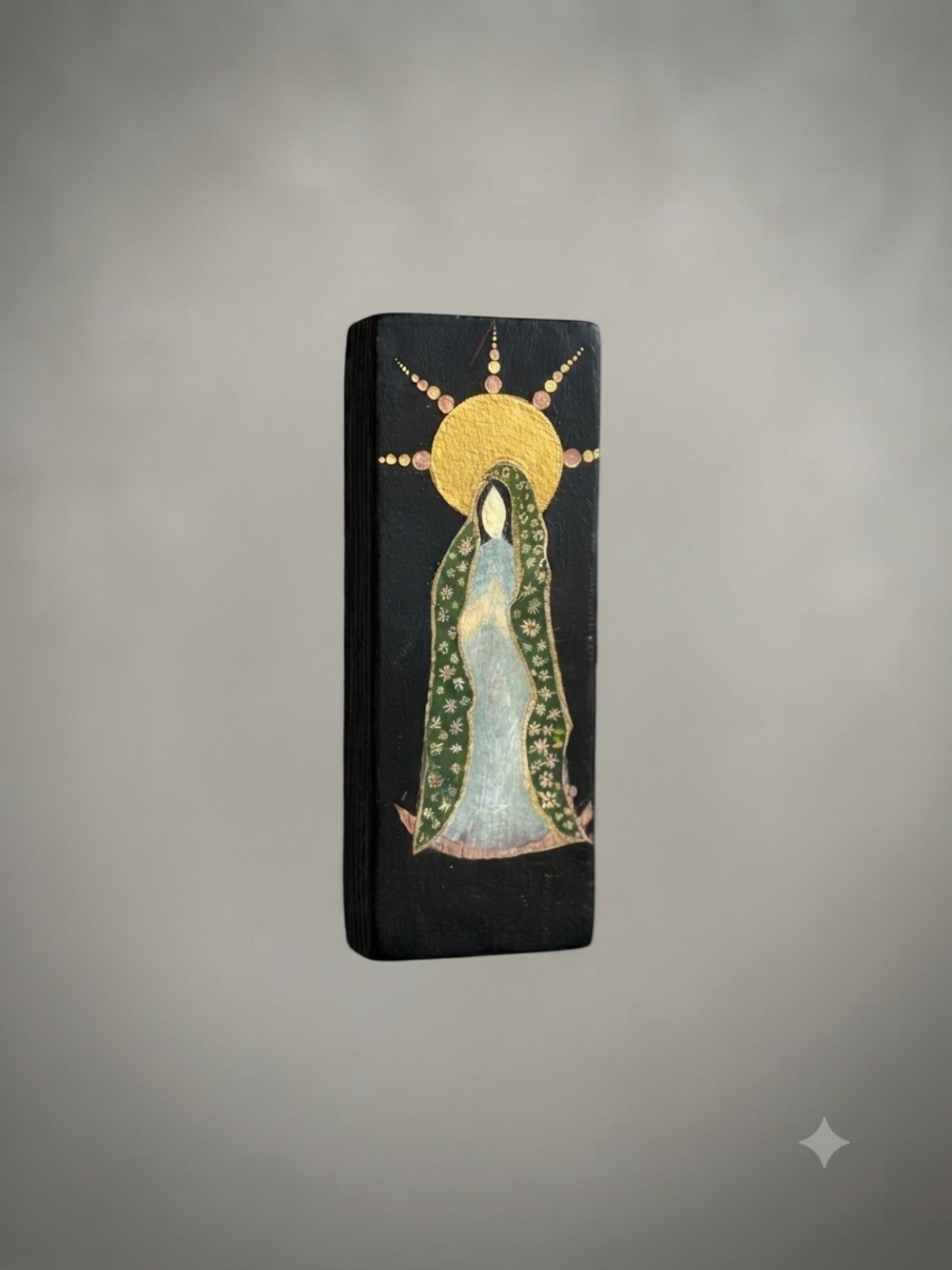 Hand-Painted Wooden Reliquary Plaque: Our Lady of Guadalupe Devotional